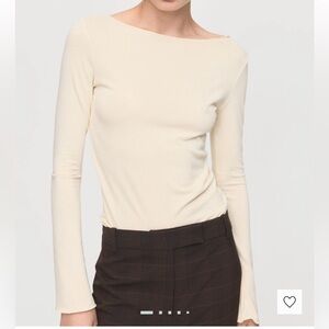 MNG by Mango Long Sleeve Boat Neck Tee Size L Beige